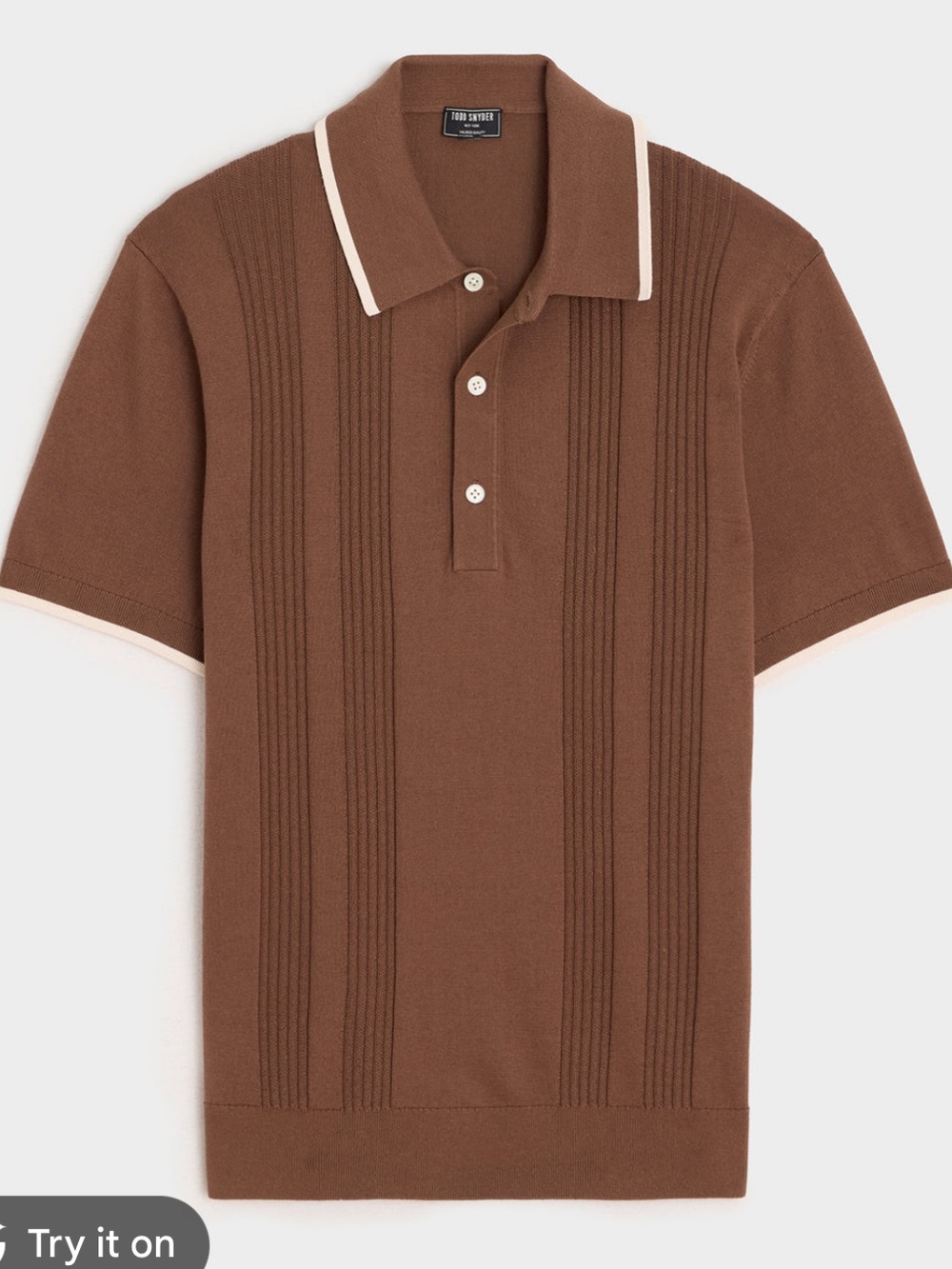TODD SNYDER MENS BROWN KNIT SILK COTTON POLO SHIRT LARGE